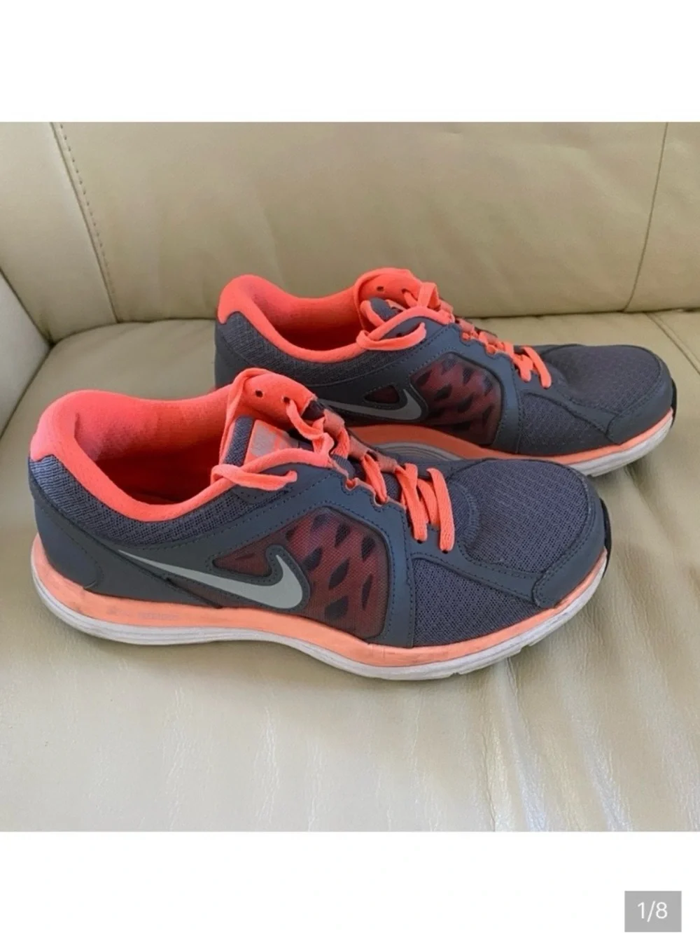 Nike Gray and Orange Dual Fusion Athletic Shoes